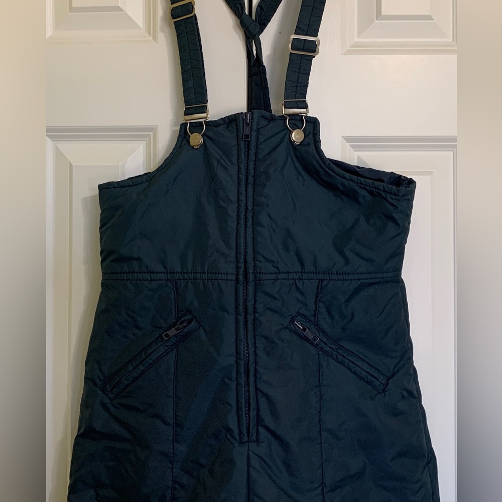 Vintage Ski Snow Board Bibs by Current Seen 4-6 Bluish Black One Zip 2 Pockets